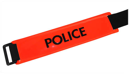 Brassard POLICE(*) fond rouge orangé texte noir