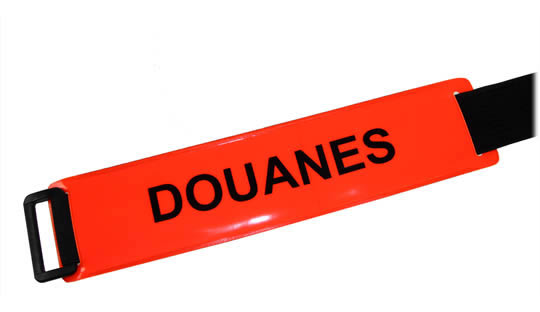 Brassard DOUANES(*) fond rouge orangé texte noir