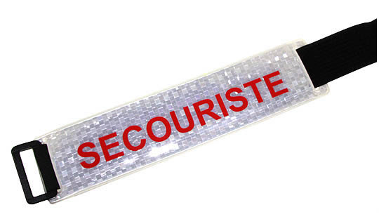Brassard SECOURSITE fond blanc texte rouge